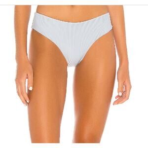 Tularosa Dusty Blue Cheeky Bikini Bottom LARGE High V-Cut Kyndle Revolve $88 NEW